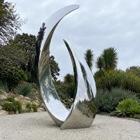 Sculpture en acier inoxydable poli miroir, motif galet, polie à la main, art abstrait pour la décoration extérieure des places publiques, jardins, entrées d'hôtels et aménagements paysagers