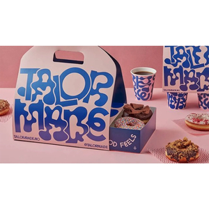 Cajas de Papel con Asa para Empacar Pasteles y Postres de Panadería Ecológica, Diseño Personalizado, para Dulces, Bagels, Donuts - Product Image 1