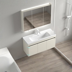 ตู้ห้องน้ำสองชั้นพร้อมอ่างล้างหน้าแบบฝังในตัว ตู้ล้างหน้าไม้จริงพร้อมลิ้นชัก - Product Image 6