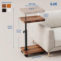 Table d'appoint C à hauteur réglable, 360 ° Table TV pivotante pour petits espaces, tables d'appoint avec roulettes pour salon et chambre