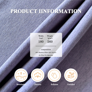 Tissu en mélange de laine et de <span class=keywords><strong>bambou</strong></span>, tricoté 11 côtes, extensible, anti-boulochage, qui conserve sa forme, pour col, poignets, ourlets et capuches de vêtements - Product Image 2