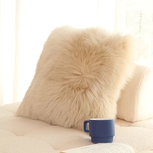 Coussin en <span class=keywords><strong>feutre</strong></span> de peau de mouton australienne de qualité supérieure, confortable et pratique pour la lecture à la maison et le repos au lit, coloré - Product Image 3