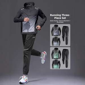 DKK. Sommer Leichtgewicht Schnelltrocknend Hochelastisch 2-in-1 Design Herren Lauf-Set Fünfteiliges Eisseide Fitness Radfahren Outdoor - Product Image 1