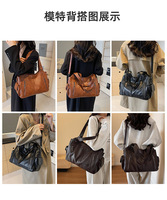 Sac Fourre-Tout Femme Personnalisé Style Rétro Y2K Années 90 en Cuir PU, Grande Capacité, Bandoulière Croisée, Nouveau Sac à Main Épaule Rétro Texturé Polyvalent 2025
