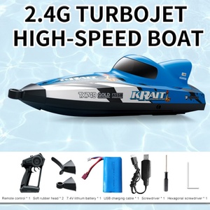 Bateau à grande vitesse pour enfants, modèle de bateau à moteur sans balais, jouet d'été, jeu aquatique, SJY-TX749, mini bateau télécommandé 2.4G, turbojet, 25 km/h - Product Image 2