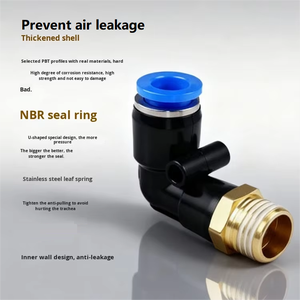 Conector Neumático de Codo de la Serie <span class=keywords><strong>PL</strong></span>, Conexión <span class=keywords><strong>R</strong></span>ápida de Línea de Aire de 1/4-8 mm con Rosca Externa - Product Image 2