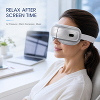 Masque de massage oculaire sans fil haut de gamme OEM ODM avec compression d'air, compresse chaude, vibration, musique, pliable et rechargeable