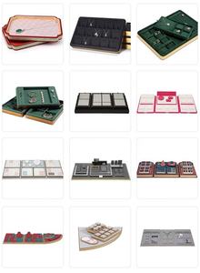 Bandeja Organizadora de Joyería Rectangular de Terciopelo con 6 Compartimentos para Anillos y Collares, Bandeja de Embalaje de Joyería Personalizada - Product Image 3