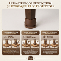 Patins de protection antidérapants en feutre marron pour pieds de meubles, chaises, canapés et tables, pour sols en bois
