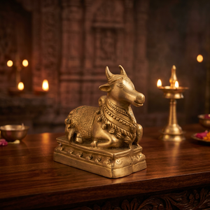 Handmade Indian Golden Brass Shiva Nandi <b>Statue</b> Rustproof Premium Quality Home Decoration - Product Image 2