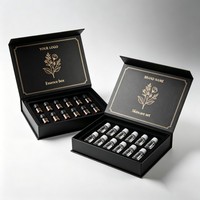 Boîte d'emballage personnalisée noire pour flacons de peptides, boîte rigide à couvercle rabattable pour flacons de peptides avec insert en EVA pour flacons