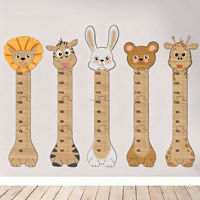 Meilleures ventes : Tableau de mesure de hauteur en bois avec règles animales, en MDF, à coller, pour enfants, décoration murale pour la maison