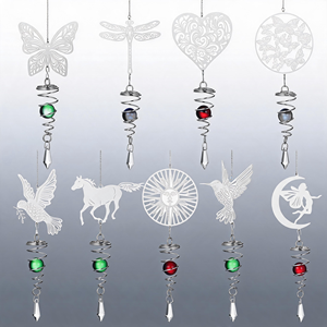 Vente <span class=keywords><strong>en</strong></span> gros : Décoration de jardin intérieure - Boule à facettes décorative avec papillons et oiseaux <span class=keywords><strong>en</strong></span> cristal et queue <span class=keywords><strong>en</strong></span> spirale, moulin à vent décoratif - Product Image 4