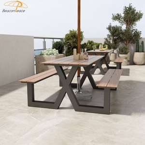 Không Thấm Nước Nhà hàng ngoài trời đồ nội thất Patio vườn bàn ăn đặt 6 chỗ ngồi Bistro Dã Ngoại băng ghế dự bị bảng với băng ghế dự bị - Product Image 6