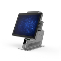 Caja Registradora POS de Metal Negra para Windows/Android con Lector de Huellas Dactilares Biométrico, Lector de Códigos QR LED de 8 Dígitos y Lector de Tarjetas para Comercios y Restaurantes