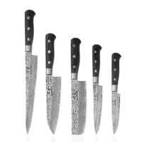 Couteau Nakiri ambidextre à lame martelée en acier Damas 67 couches, cœur en acier VG-10, manche en bois Pakka noir de 7 pouces, HRC 61