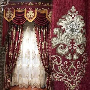 Cortinas de lujo decorativas para sala de estar, opaca de tela de pavo, jacquard, lo último