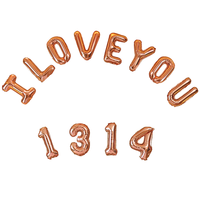 Vente en gros de ballons en aluminium en forme de lettre de 16 pouces couleur or rose je t'aime