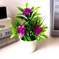 Plantes artificielles en pot multicolores avec 5 petits lotus simulation petits bonsaïs ornements de bureau décoration de la maison 1 pièce