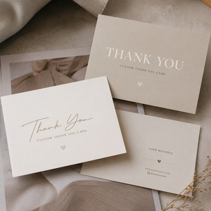 Cartes de Remerciement Personnalisées Tons Neutres DIY – Design Simple et Élégant pour l'Appréciation des Commandes et la Promotion de la Marque - Product Image 1