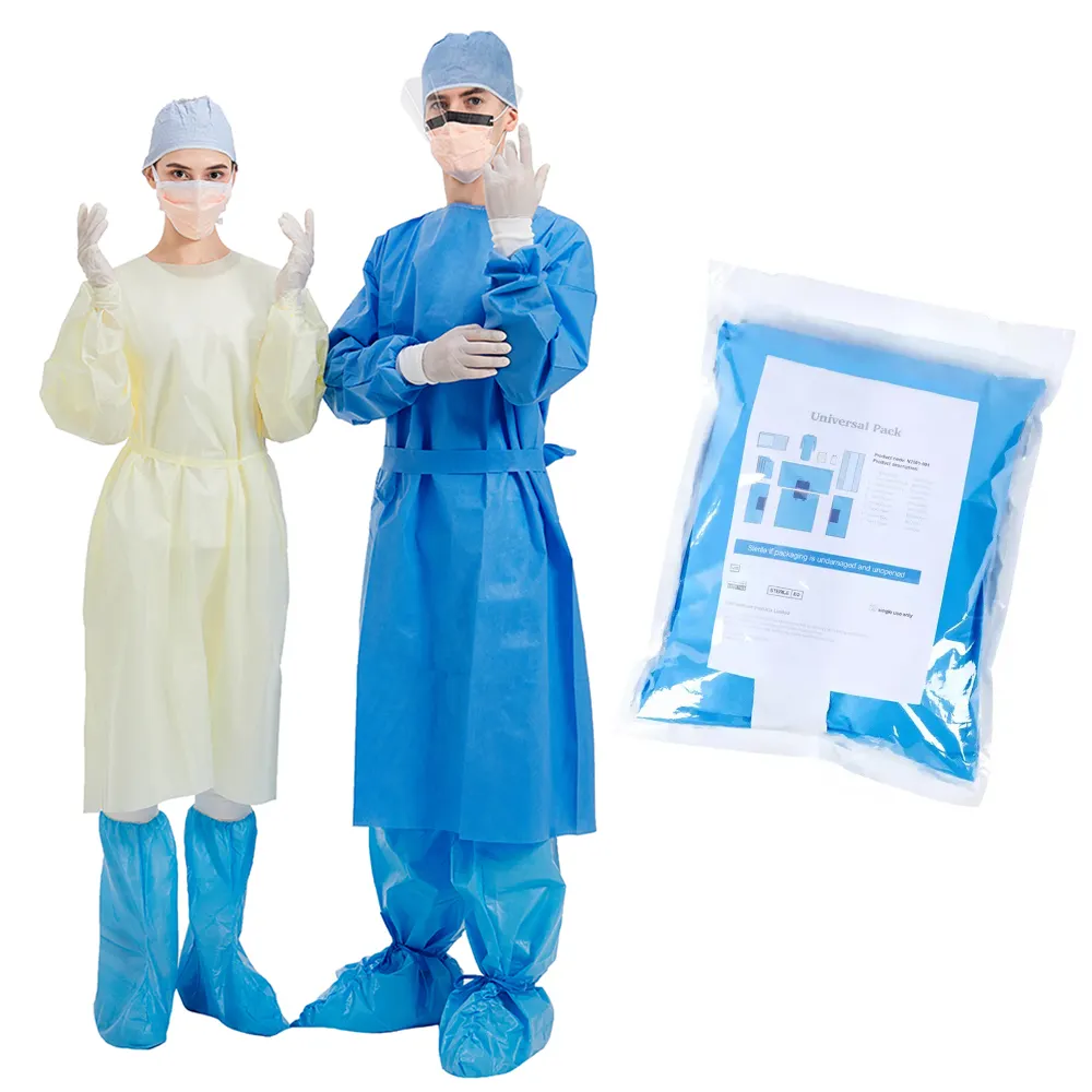 Hospital Supply 45g SMS Isolation gowns suit Batas Vestidos desechables Medical dresses Doctor gowns Disposable surgical gowns