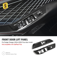 Aksesoris Interior Mobil Serat Karbon Panel Pengangkat Pintu Depan Mobil untuk Dodge Charger 2024-2026 Model Empat Pintu