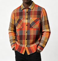 Kemeja Jaket Cargo Pria Warna-Warni Motif Kotak-Kotak Lengan Panjang Kancing Depan Bahan Bernapas Ramah Lingkungan Model Longgar Kasual Vintage ODMOEM