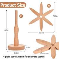 Ensemble de dessous-de-plat créatifs et écologiques en bois naturel, tapis isolants pour casseroles et poêles chaudes sur la table à manger