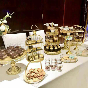 Rak <span class=keywords><strong>Display</strong></span> makanan penutup sangkar burung Multi-layer ornamen baki kuningan untuk Cupcake buah tampilan makanan ringan dekorasi pernikahan ulang tahun - Product Image 3