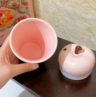 Mug à paille ou tasse en céramique motif ours floral de dessin animé mignon avec cuillère - Sûr pour les aliments, cadeau d'anniversaire ou souvenir pour filles