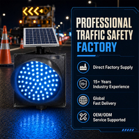 Feux de signalisation routière portables à LED personnalisables de 300 mm, bleus clignotants, pour passage piétonnier, solaires 12 V, en aluminium et PC