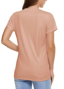 Fabricants de vêtements T-shirts pour femmes personnalisés, vêtements pour femmes T-shirt en polyester d'été, t-shirt uni Gym Wear Sports Running Tops