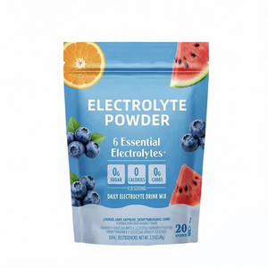 Poudre d'électrolytes, complément d'hydratation rapide, ingrédients naturels, usage adulte, sans sucre, service OEM, sachets en vrac - Product Image 1