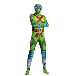 Costume de tortues ninja mutantes pour adultes, combinaison intégrale, tenue de cosplay pour fête d'Halloween, jeu de rôle, vert avec ceinture et manches - Product Image 3