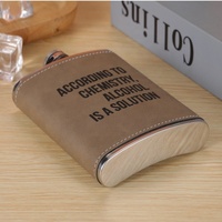 Flacon en cuir personnalisé de 8 oz avec logo, pour hommes, camping, s'adapte aux poches de veste, flacon à boisson étanche, flacon à whisky en métal