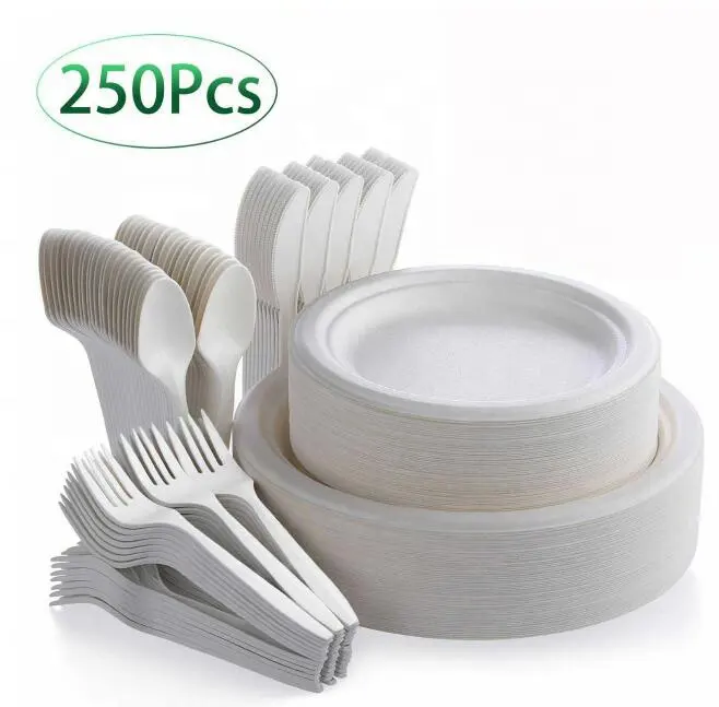 Compostable Dụng Đồ Dùng 12 Vuông Nhựa Dùng Một Lần Tấm 100% Phân Hủy Sinh Học Đồ Ăn