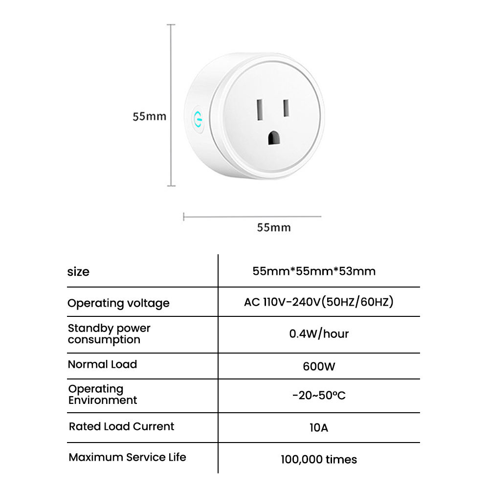HONPNK15 V0 Fireproof US Standard WiFi Smart Socket Mobile Phone Switch Voice Remote Control Circular Smart Plug