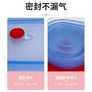 Folding Silicone Food Storage Container Rectangle Plastic Lid Microwave Safe Portable Lunch Box Refrigerator Use Travel - Product Image 3