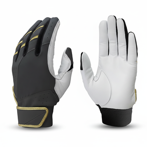 ถุงมือเบสบอลตีเบสบอลสำหรับผู้ชายถุงมือซอฟต์บอลหนังสีดำและสีขาวออกแบบโลโก้ได้ตามต้องการ - Product Image 1