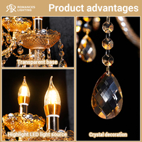 Lustre en verre doré de luxe européen, lustre en cristal suspendu pour salle de banquet de mariage, décoration d'hôtel pour événements et fêtes