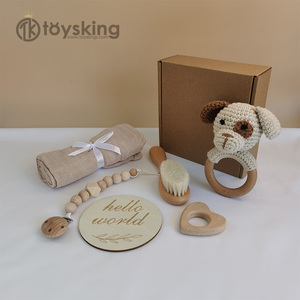 BPA Free uncinetto bambino massaggiagengive bambola legno di faggio neonato anello ciuccio Clip bambino Milestone <span class=keywords><strong>nascita</strong></span> confezione regalo 6 pz/<span class=keywords><strong>set</strong></span> - Product Image 2