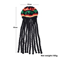 Rasta Vintage jamaicano Rasta peluca negra sombrero de pelo largo rastas trenza gorro de punto divertido sombrero para fiesta accesorio de disfraz