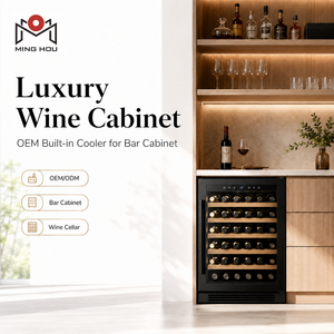 Armoire à vin de luxe sur mesure avec réfrigérateur à vin intégré et étagères en bois pour projet de cave à vin - Product Image 1