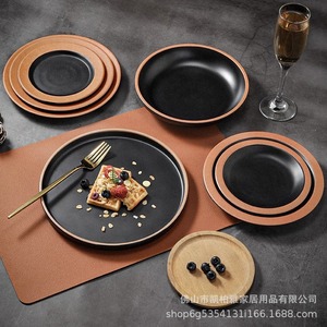 Western Style <b>Melamine</b> Dinner <b>Plate</b> Round Steak <b>Plate</b> For Hotel Restaurant Party Use Solid Color Flat Design YTG 00775 - Product Image 4
