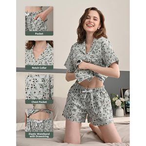 Pijamas de algodón de 2 piezas para mujer, manga larga, con botones, transpirables, ropa de dormir tejida, ropa de estar por casa, ropa de dormir para mujer - Product Image 4