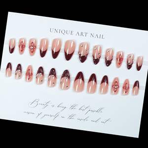 Ensemble d'<span class=keywords><strong>ongles</strong></span> à presser détachables, pré-dessinés, style français, en résine, pointus, pour <span class=keywords><strong>manucure</strong></span> - Product Image 3