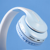 Headphone Bluetooth, headphone rumah, kantor, PC, atas telinga, Headset nirkabel ringan dapat dilipat dengan mikrofon