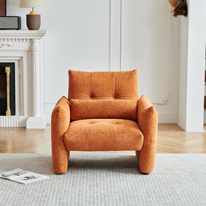 Canapé moderne en tissu velours à une place, cadre en bois, rembourrage, fauteuil de lecture pour appartement, hôtel, chambre, salon - Product Image 4