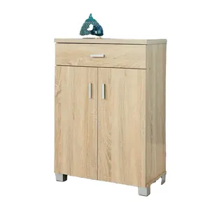 Modern Fashionable Style High Quality Metal Handle And Foot Shoe Cabinet With Doors And Drawer