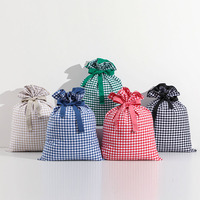 Sac de Noël en toile gingham pour sublimation, idéal pour les cadeaux et les bonbons des enfants (vente en gros)